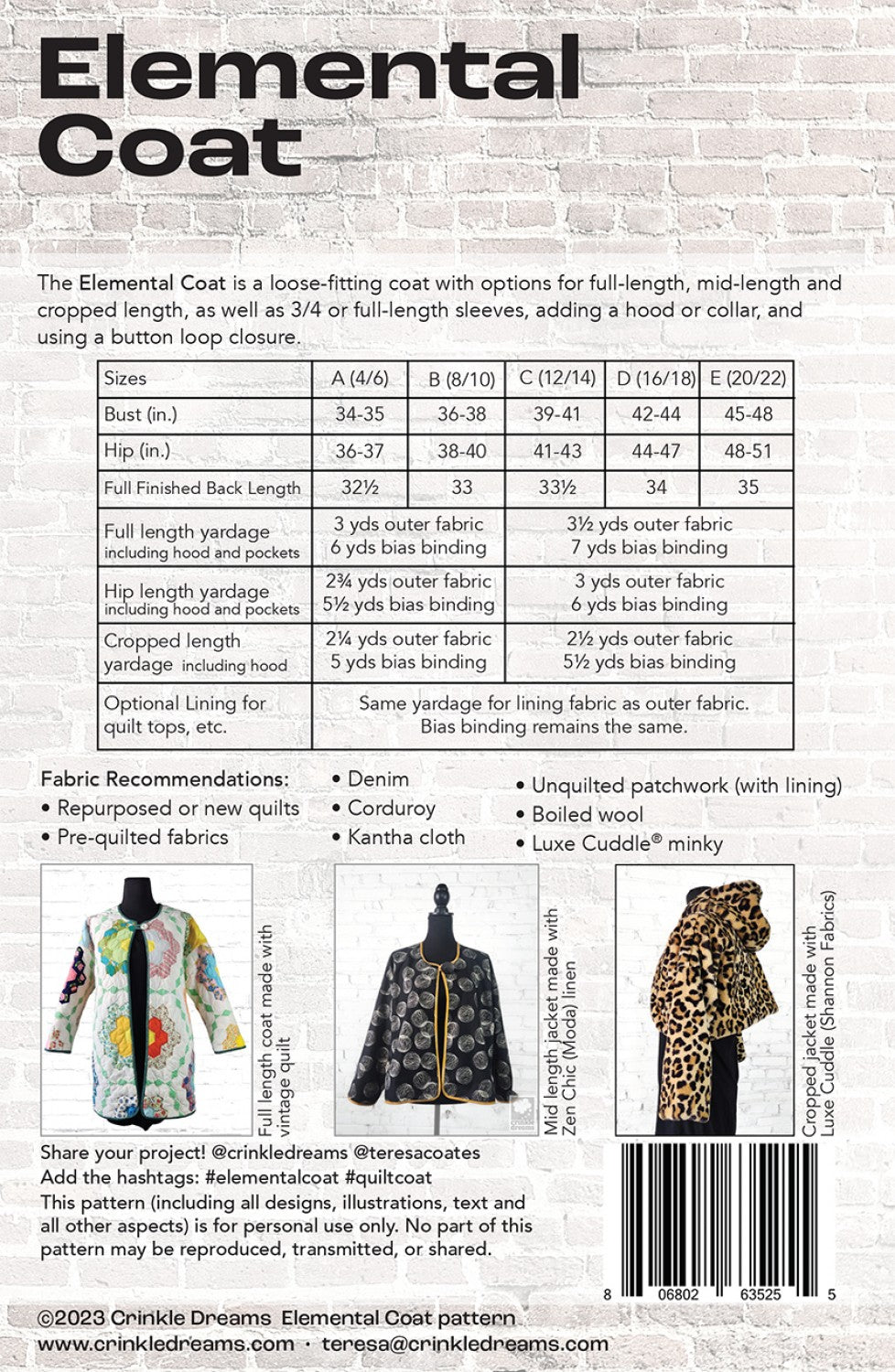 NEW! Elemental Coat sewing pattern