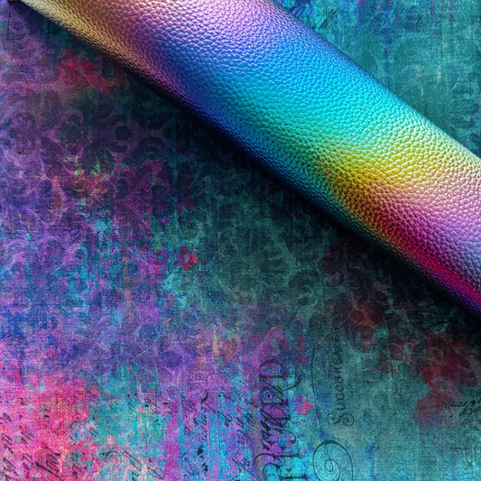 Colorful textured fabric roll on a textured surface with a visible brand logo.