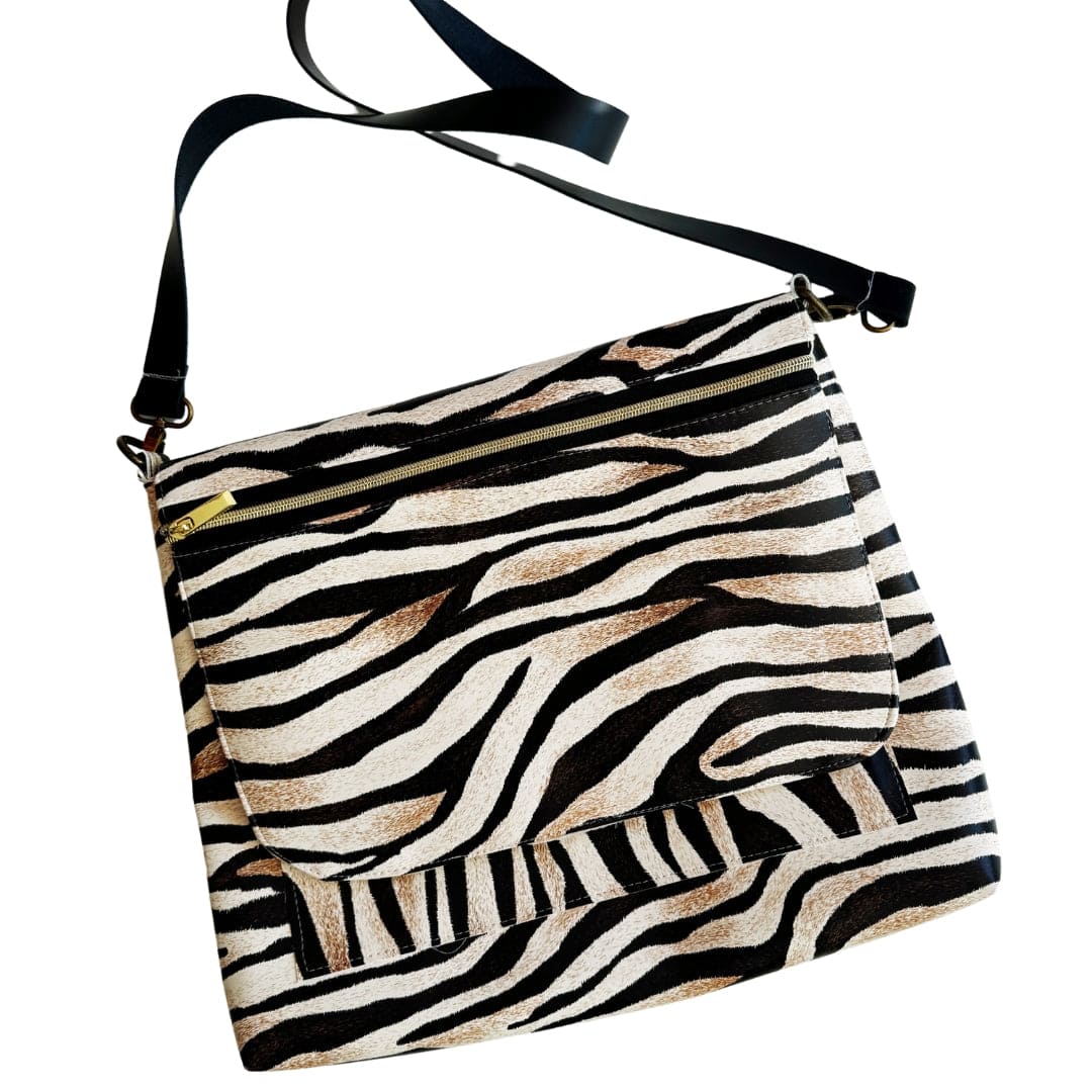 Garcia Messenger Bag in zebra print with a black strap