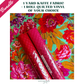 Kaffe Fassett floral cotton fabric paired with red quilted vinyl for sewing handbags, totes, wallets, and handmade accessories.