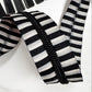 Black and white striped zipperon a white background