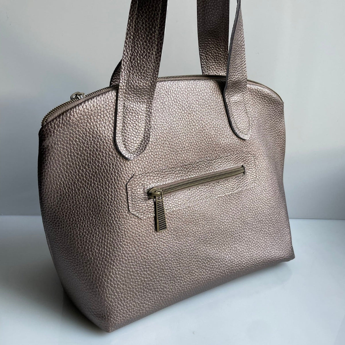 Lola Handbag Sample made in Taupe vinyl
