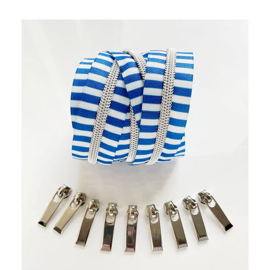 Medium Royal Blue Striped Zipper