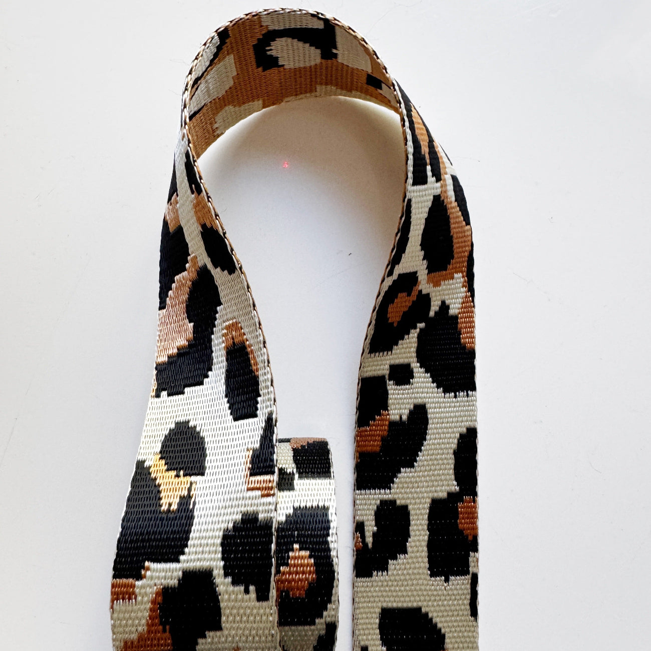 Leopard print webbingon a white background
