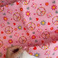 fabric with peace signs and flowers
