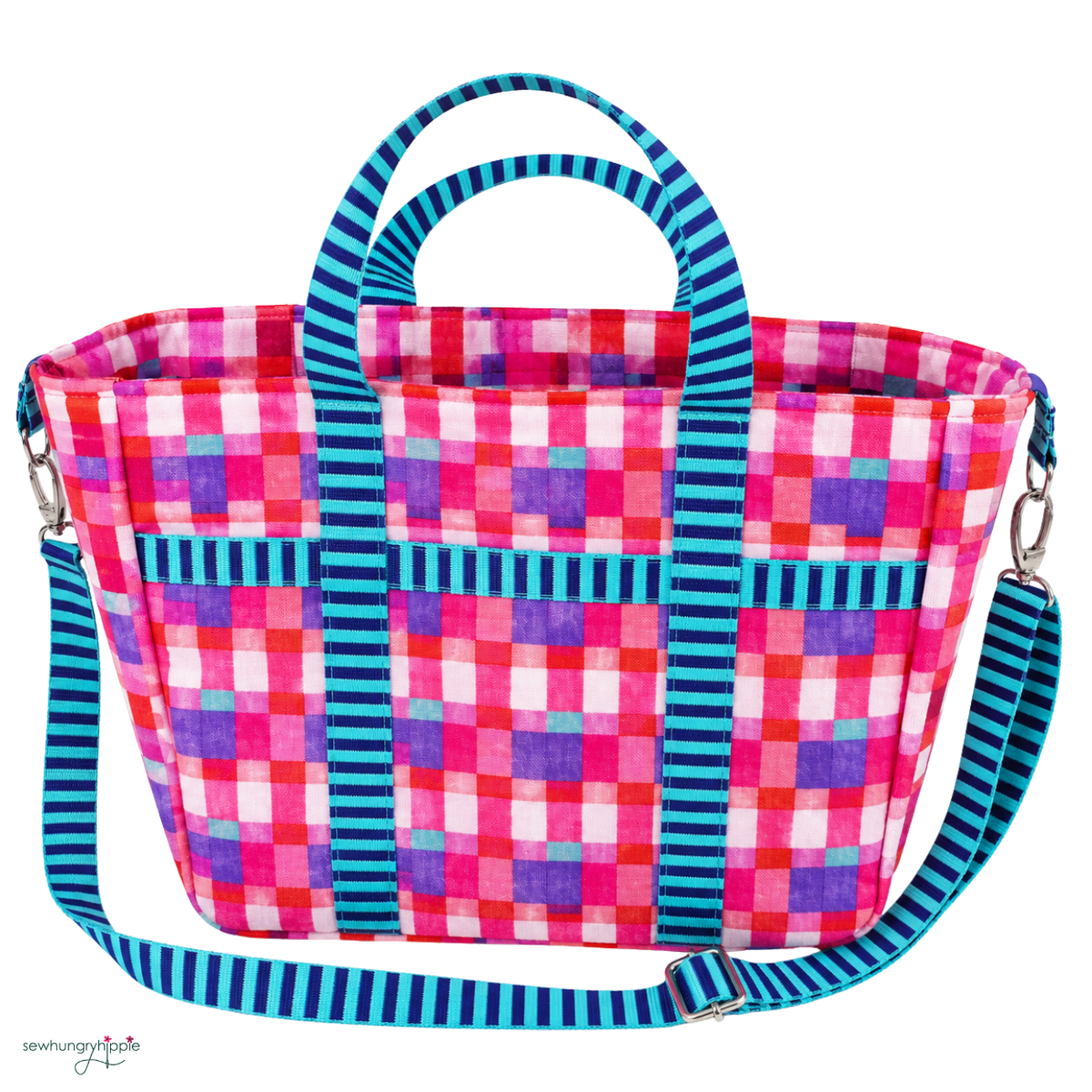 Pink Multicolor Fabric & Bright Blue Striped Zipper Tape and Webbing Bundle – Bag Making Kit