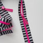 Black and White stripes zipper with neon teeth and pulls