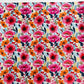 Vibrant Pink & Orange Botanical Print Seamless Poppy Punch vinyl material showcasing colorful blooming flowers and leafy accents in a high-resolution textile pattern