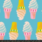 Ruby Star Society Sparkle Mart Cake Cone Turquoise 108-inch wideback fabric by Melody Miller featuring a playful retro ice cream cone print in blue and pink.