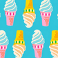 Ruby Star Society Sparkle Mart Ice Cream Cones Turquoise digital fabric print by Melody Miller, featuring a repeating retro ice cream cone pattern on a turquoise blue background, SKU RS0124-12.