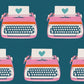 Ruby Star Typewriter Linen Canvas Teal