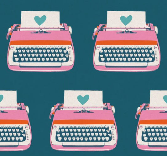 Ruby Star Typewriter Linen Canvas Teal