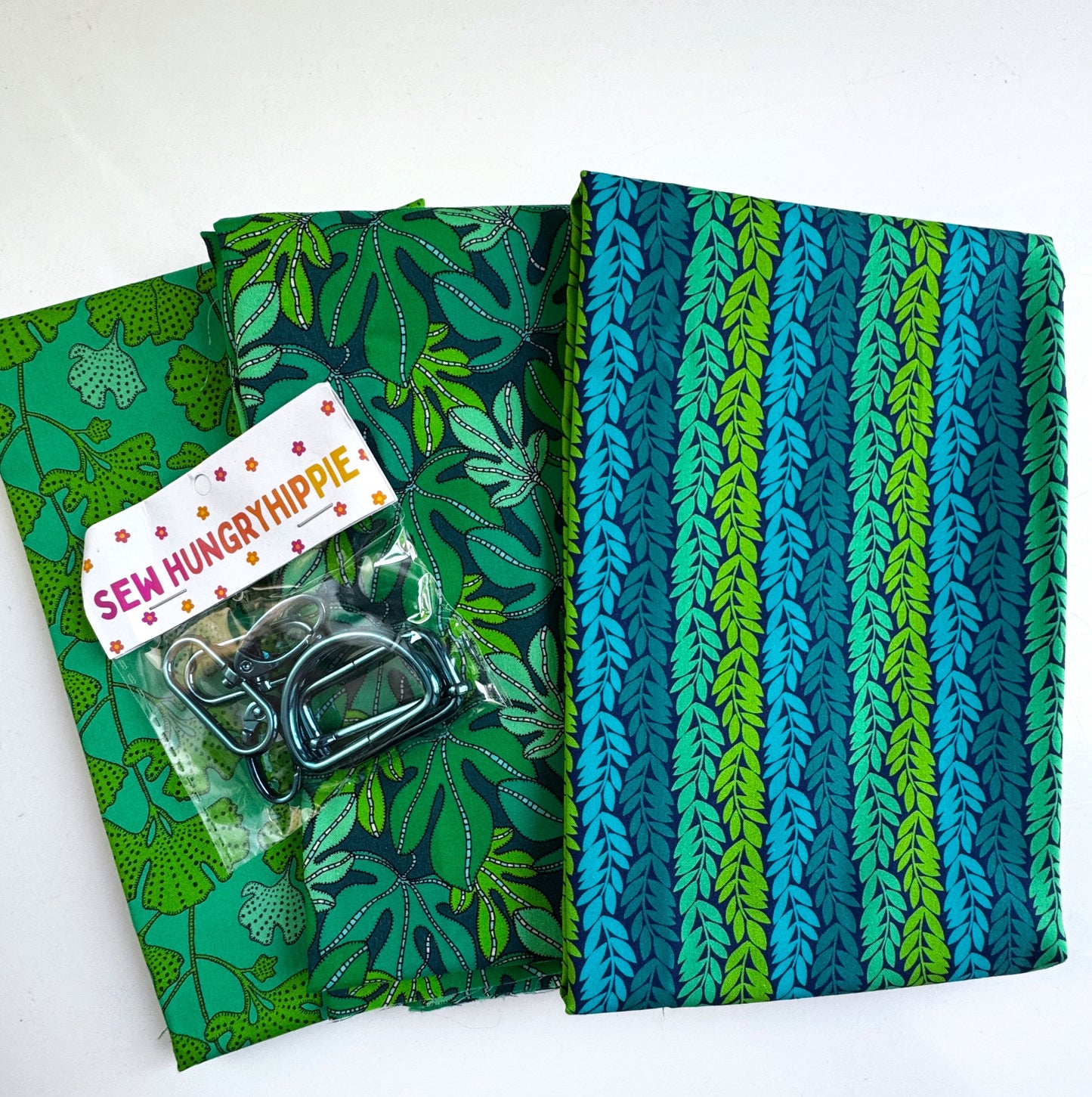 Sally Kelly Fabric Bundle – 3 Yards + Turquoise Hardware Pack (1.5" Width)