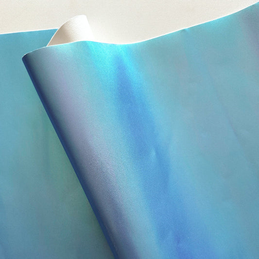 Roll of blue vinyl sheeting on a white background