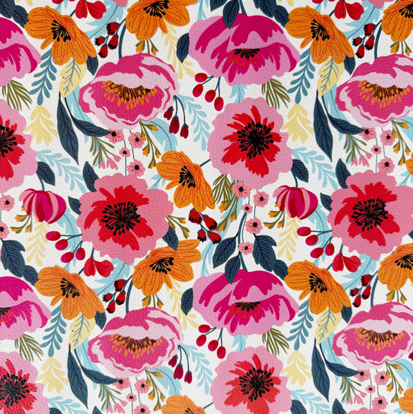 Poppy Punch Floral Vinyl Fabric 18x54 | Sew Hungry Hippie