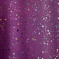 Purple glitter fabric with scattered iridescent holographic confetti dots.