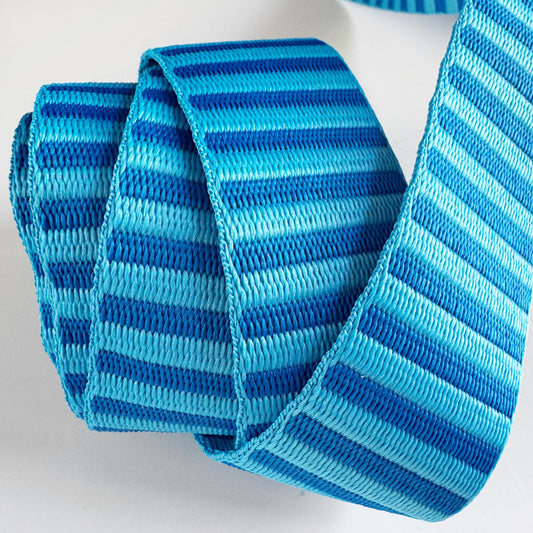 Blue striped strapping on a white background