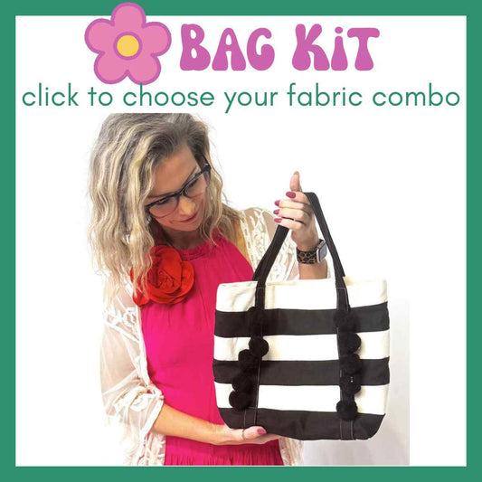 Cream and Black Striped Tote KIT