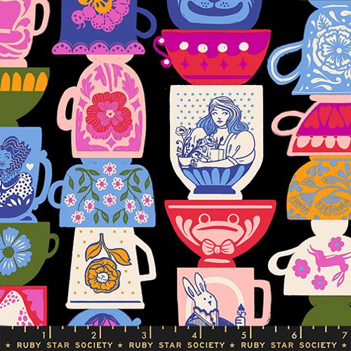 Hello Alice Tea Party per yard black