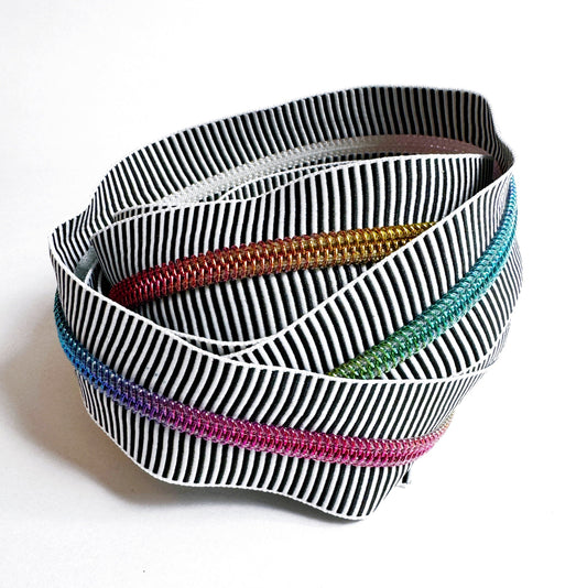 zipper rolled up on a white background