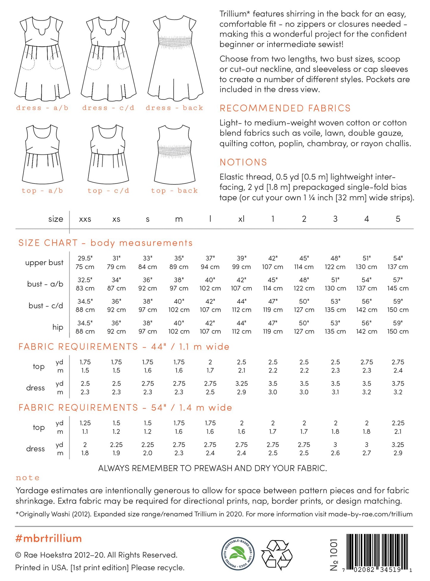 Trillium Dress pattern - printed - Made by Rae