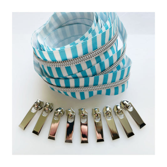 Turquoise Striped Zipper