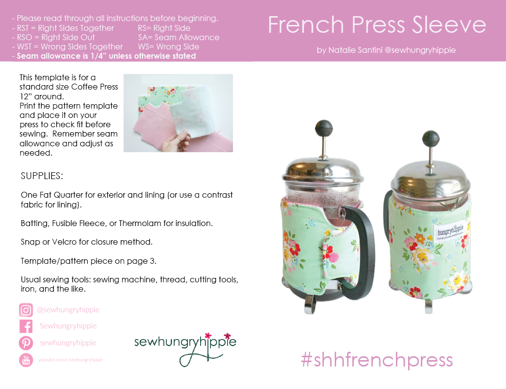 French Press Coffee Sleeve PDF