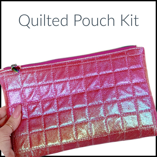 Quilted Soft Vinyl Zipper Pouch Kit - Pink