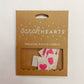 Sarah Hearts heart-shaped woven labels in packaging