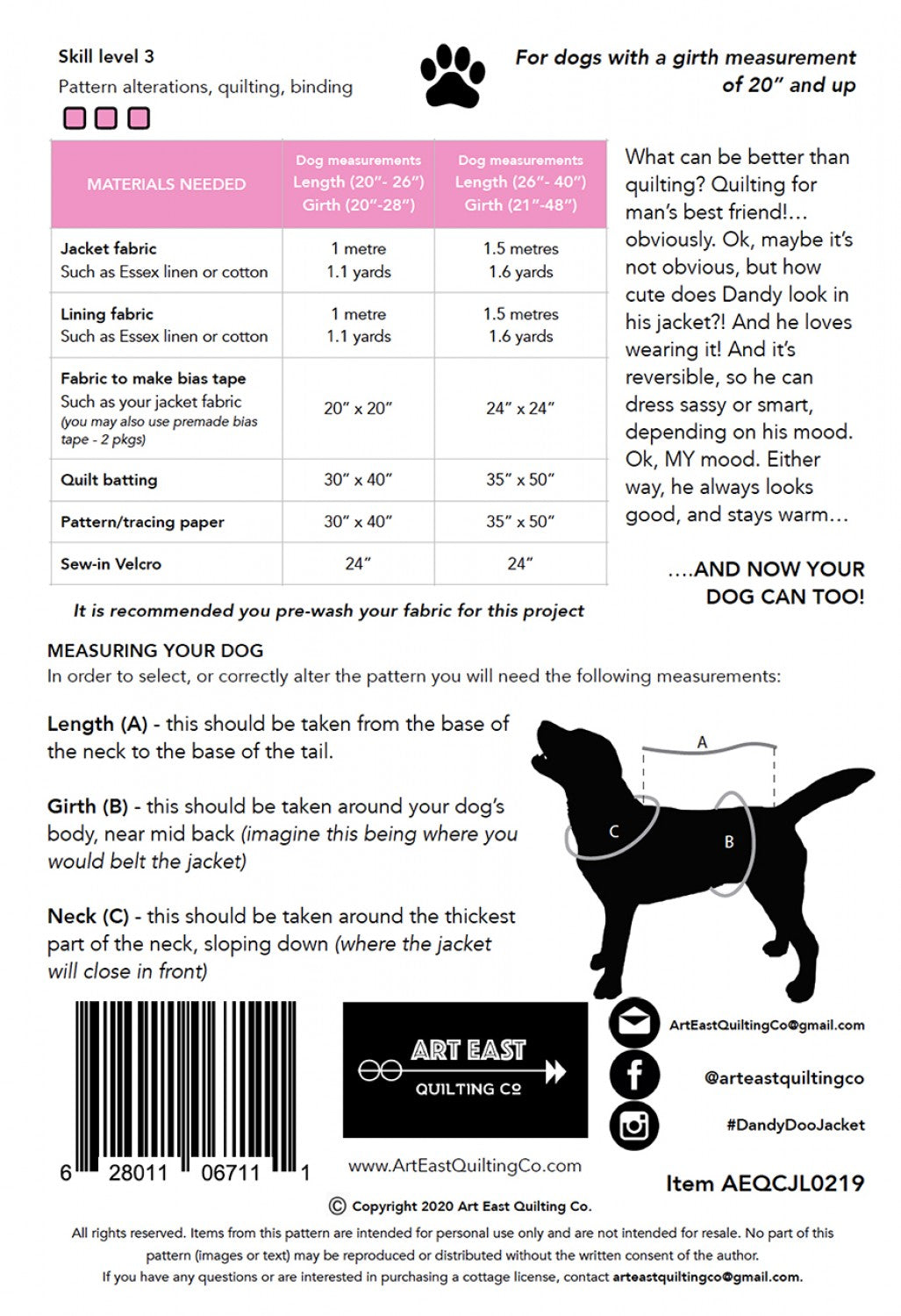 Reversible Quilt Coat for Med-Large Dogs