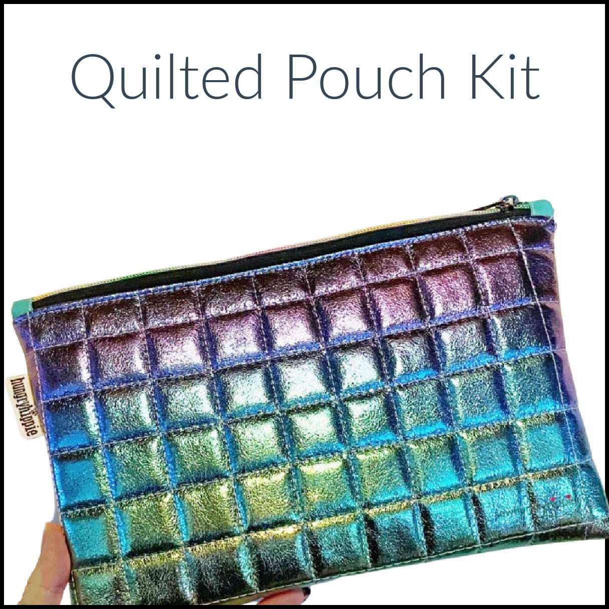Quilted Pouch Kit in iridescent colors omplete sewing kits with fabrics, tools, and patterns for beginners and advanced sewers
