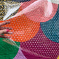 White heart vinyl hippie quilt with colorful heart pattern