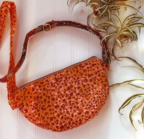 Orange leopard print crossbody bag