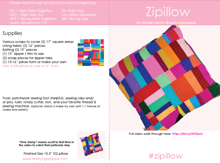 ZIPILLOW PDF pattern