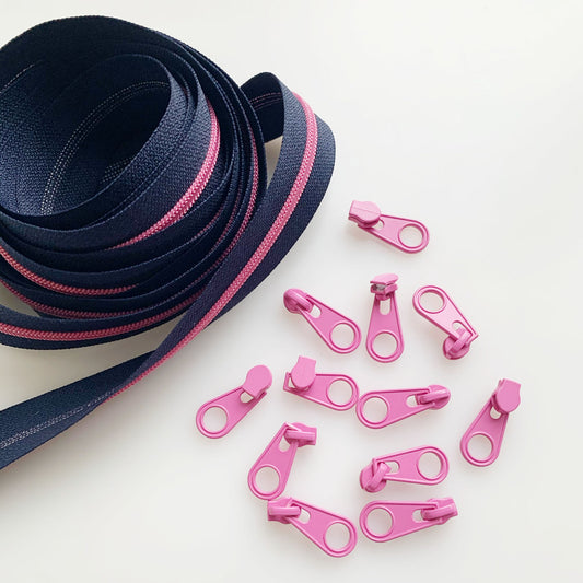 Navy and Pink 3mm zipper pack